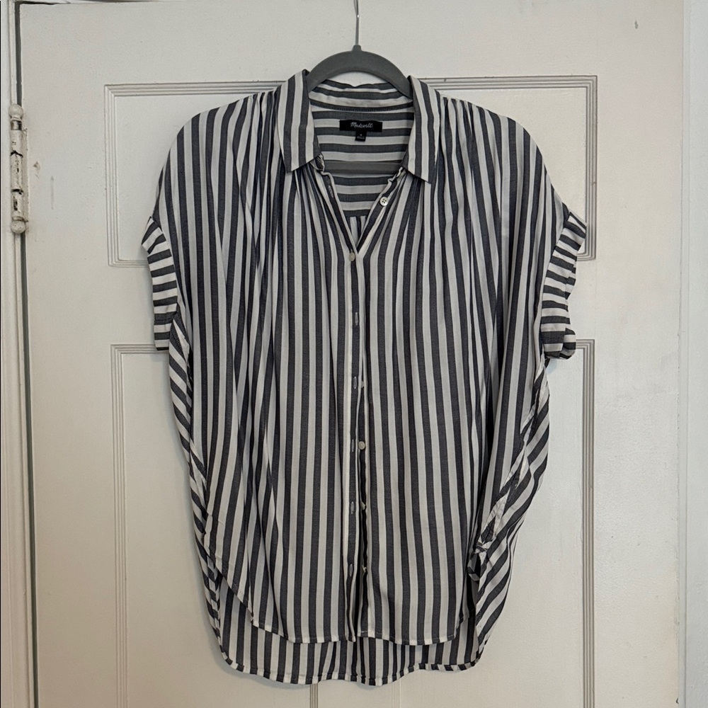Madewell Black and White Striped Blouse